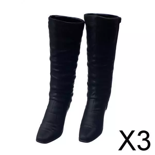 3X Schwarze 1/6 Scale Long Boots Schuhe Für 12 Zoll Weibliche Actionfiguren