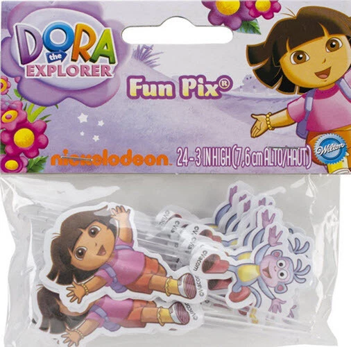 DORA THE EXPLORER Boots Happy Birthday party FUN cake CUPCAKE PICKS 24