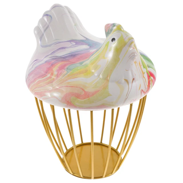 Cesto Portauova A Forma Di Gallina - Ceramica E Ferro, Capacità 15 Uova, Decorativo E Pratico - Foto 2