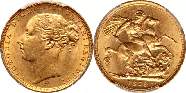 Australia 1879-M Victoria Gold Sovereign PCGS MS-62 Scarce in Mint State!!