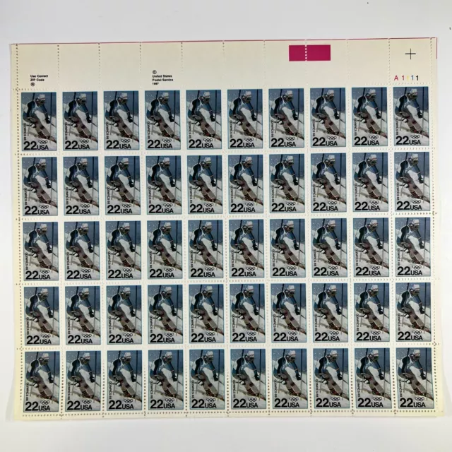 Scott 2369 - 1988 Winter Olympic Games Full Sheet of 50 US 22¢ Stamps MHN