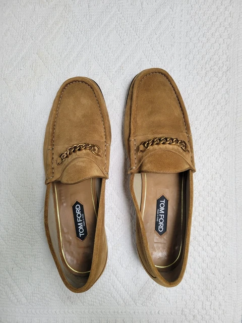 NEW Men Tom Ford Suede York Gold Chain Loafers Men 9.5US / $950 Retail NEW Men Tom Ford Suede York Gold Chain Loafers Green Nubuc  main image 3