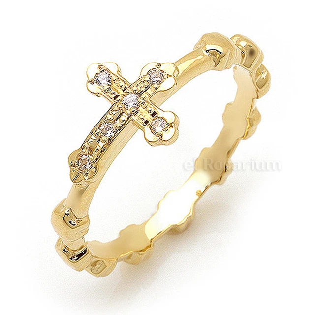 Rosary Ring PR140-50 10K Real Solid Gold Catholic Christian Ring (US 4 ~ 11)