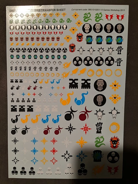 WARHAMMER 40K GIANT Chaos Space Marines Transfer Decals Sheet Bit Games ...