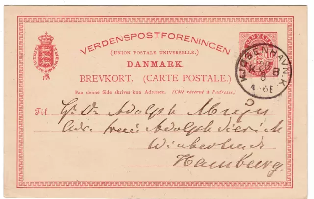 Alte Ganzsache aus Dänemark - gelaufen ab Kopenhagen 1892!