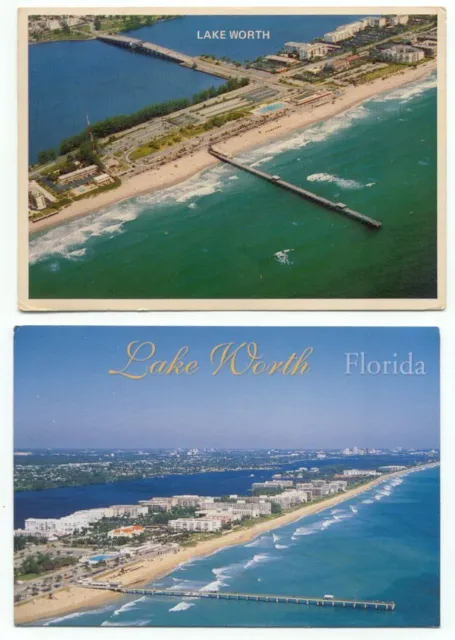 Lake Worth FL Lot of 2 Aerial View Postcards Florida