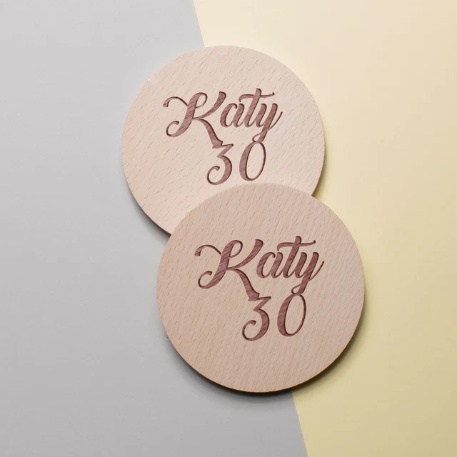 Personnalisé Gravé En Bois Sous-verre Cadeau Mariage Personnalisé Rond Souvenir