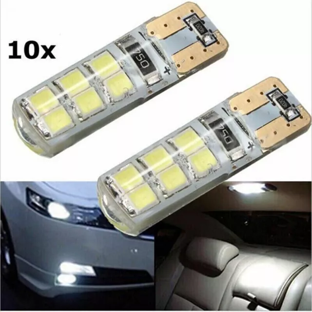 10x Xenonweiß T10 W5W 12-SMD 2835LED Canbus ErrorFree Silica Glühbirnen