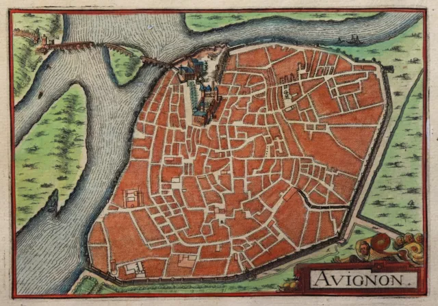 Avignon - Christophe Tassin 1634 - Antiguo Colores - Raro Grabado