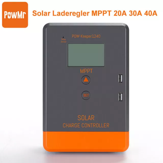 PowMr Solarladeregler 12V/24V 20A 30A 40A MPPT Solar Ladegerät Regler Dual USB