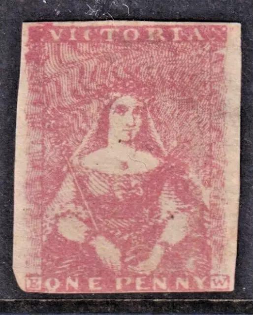 VICTORIA QV 'half-length' IMPERF (2nd state) 1d Red-Brown *MNG* (CV £10,000)