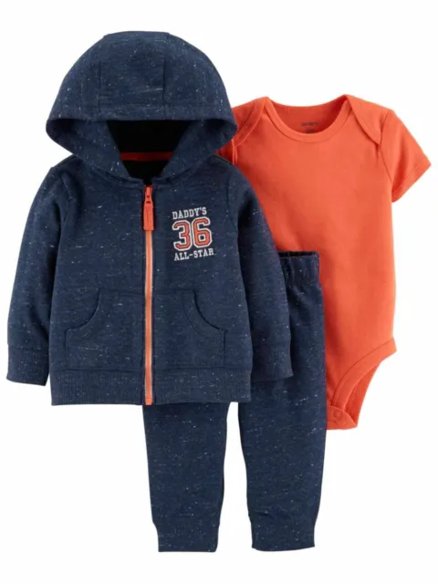 Carters Infant Boys Baby Outfit Daddys All Star Hoodie Bodysuit & Pants Set Size