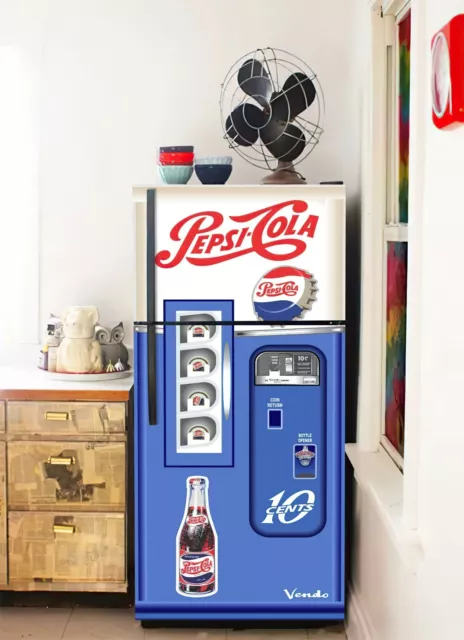 Pepsi Cola Vending Machine Decal Fridge, Peel & Stick Soda Drink Vinyl Wrap