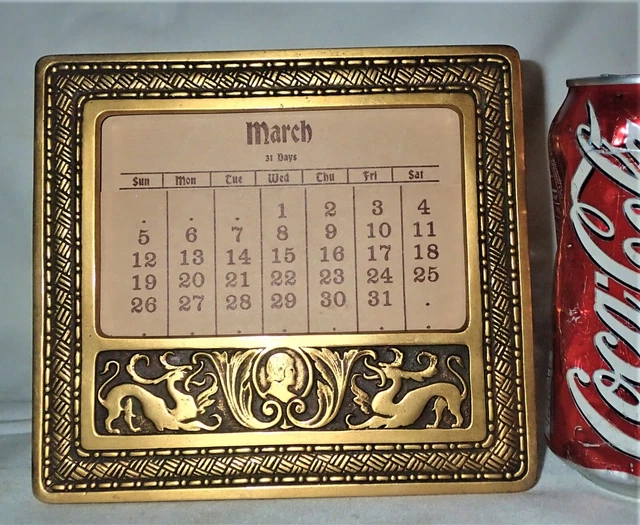 Antique L.c.t. Tiffany Studios Ny Spanish Bronze Desk Art Calendar Picture Frame Antique L.c.t. Tiffany Studios Ny Spanish Bronze Desk Art Calendar Picture Frame