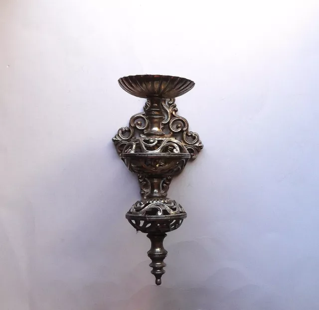 Metal Pillar Candle Holder Wall Sconce Heavy Cast Iron Victorian Style Vintage