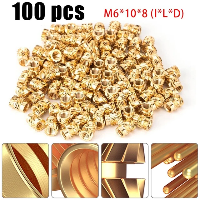 100 Pezzi/Set Inserto Filettato Autoaggancianti Dado Ottone Interno Filo 2