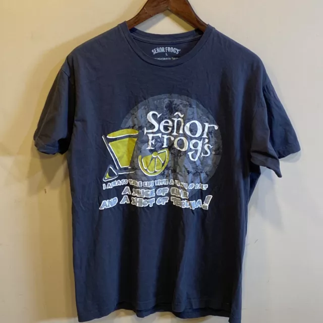 Senor Frogs Cancun Mexico Pool Bar Drinks Hut Beach Tourist Mens L Gray Shirt T1