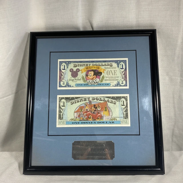 Disney Dollars, Mickeys 65th Birthday 1993, First Day Issue Framed Set Disney Dollars, Mickeys 65th Birthday 1993, First Day Issue Framed Set