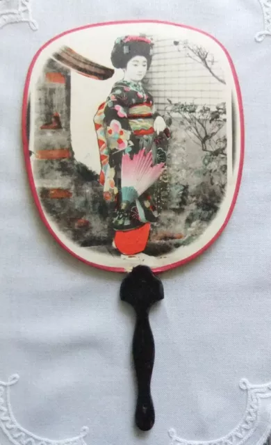 Japanischer Alter (antiker ???) Handfächer mit Geisha