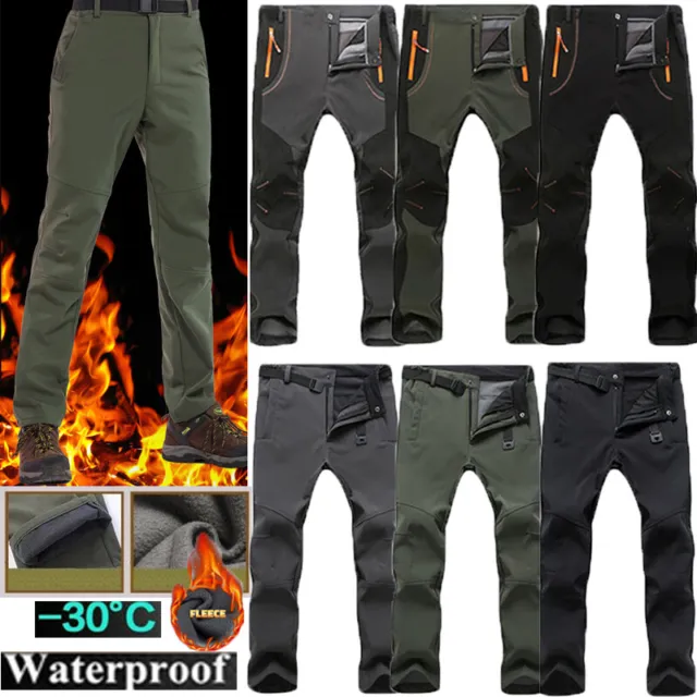 Pantalon De Travail De Combat Cargo Élastiqué Doublé Polaire Thermique Pour F