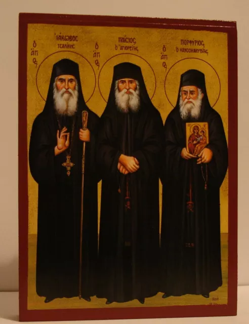 Hl.Mönch Paisios,Jakobos und Porphyrios Ikone Icon Icone Icono икона Ikona