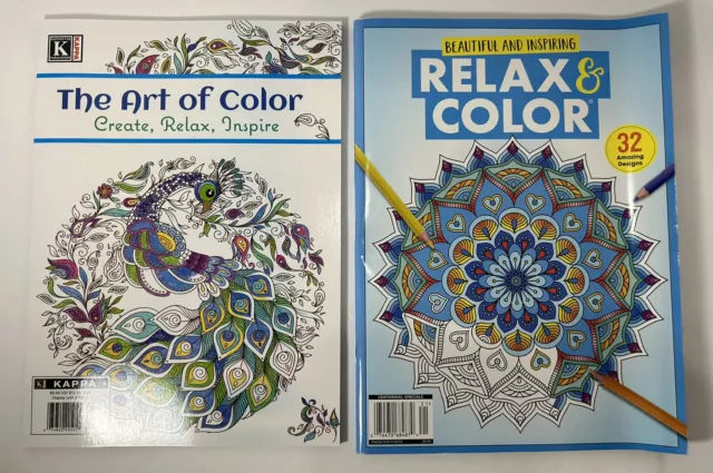 2023 A Lot of 2 Art Therapy Coloring Books for Adults Relaxing Inspiring Create