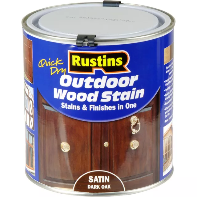 Rustins Quick Dry Outdoor Wood Stain Satin 250Ml/500Ml/1Ltr/2.5Ltr Dark Oak