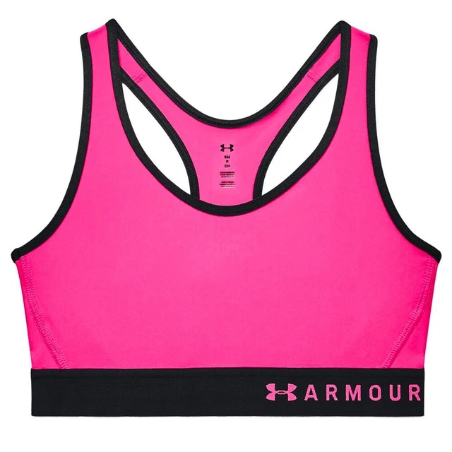 Under Armour Heatgear Mid Keyhole Donna Fitness SPORTS Reggiseno Rosa/Nero - XS