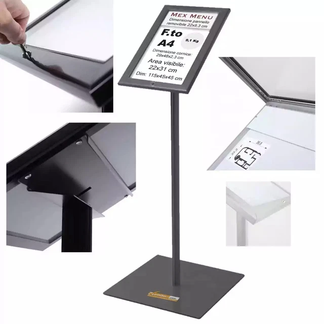 Porta Menu Da Esterno Formato 2xA4 - Bacheca Espositore Per Bar E Hotel, Nero - Foto 2