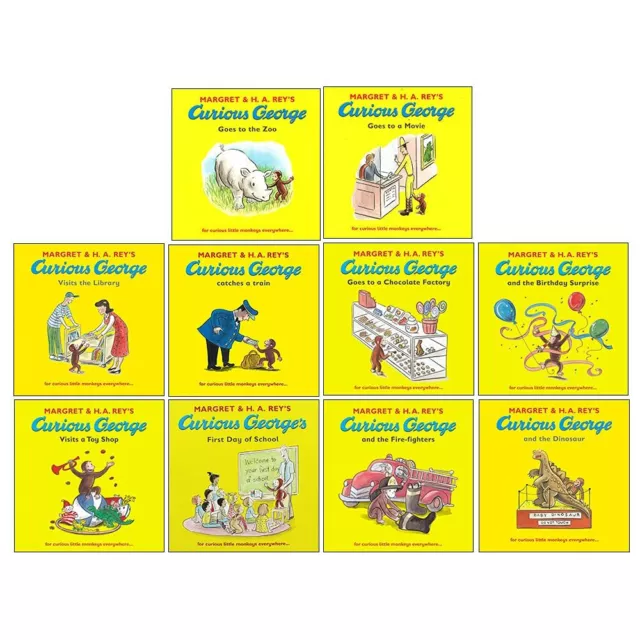 Curious George The Monkey Collection Margret Rey 10 Books Set Children Gift Pack