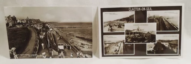 2 Clacton On Sea England Vintage Real Photo Postcards RPPC Unused .