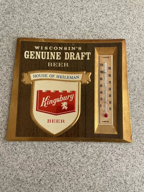 Kingsbury Beer Sign Thermometer RARE Kings Gold!  Manitowoc Breweries Charity!