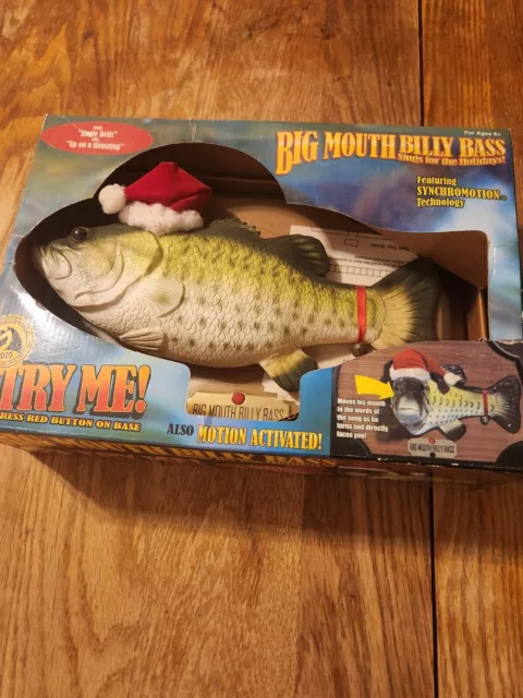 Holiday Time Big Mouth Billy Bass Santa Hat Sings Christmas Songs Box Fish Gemmy