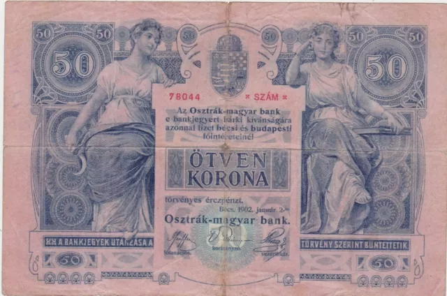 Austria Hungary 50 Kronen Korona 1902 AF