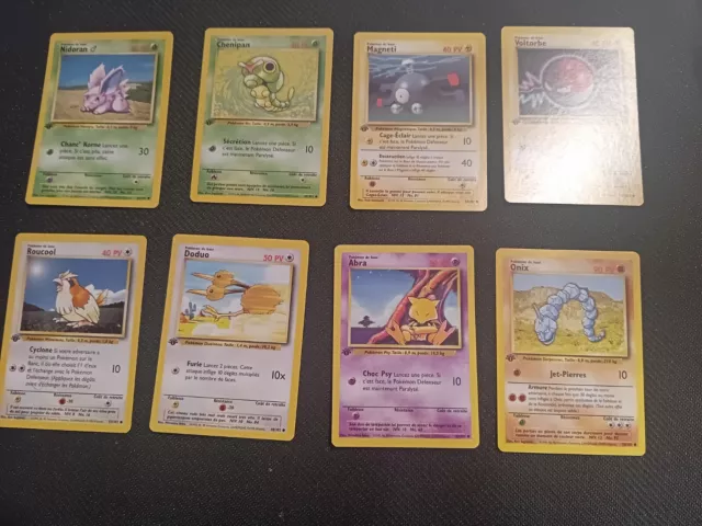 lot 8 cartes communes pokemon set de base édition 1 NM