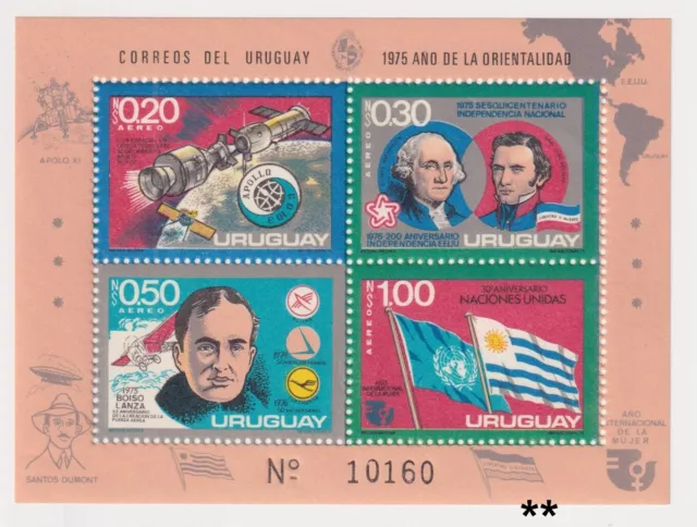 Uruguay, Block 26, Raumfahrt, Apollo, Sojus, Mariner, Embleme Lufthasa, Air Fran