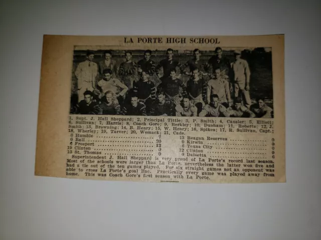 La Porte & Eagle Lake Texas High School 1927 Football Team Picture