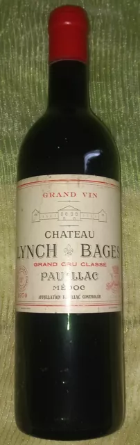 Bouteille De Vin Chateau Lynch Bages Pauillac Grand Cru Classee De 1970