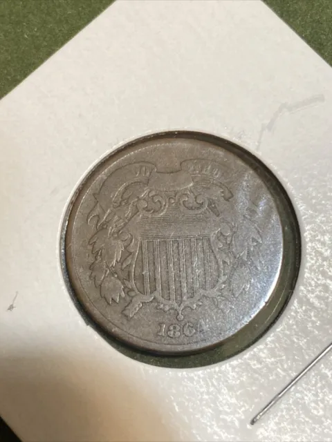 1864 2 Cent Piece Philadelphia Mint CIVIL WAR ERA Two Pennies