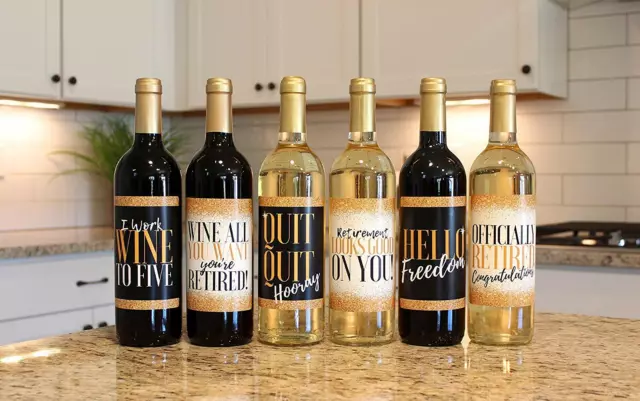 Retirement Wine Bottle Labels for Friends Retirement Party Decorations Gifts