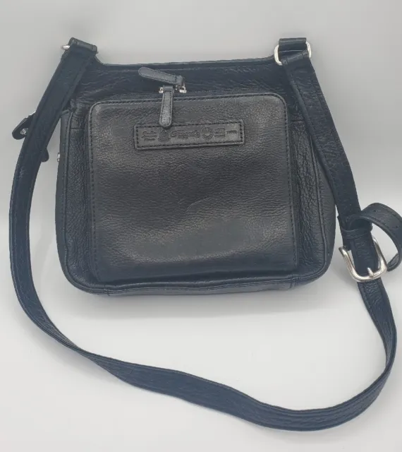 Vintage Fossil Purse Black Leather Top Handle Shoulder Bag