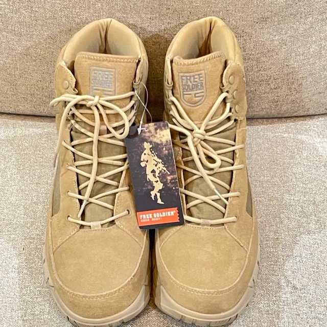 FREE SOLDIER ACC0021 Mens Tan Tactical Military Ankle Hiking Boots Size