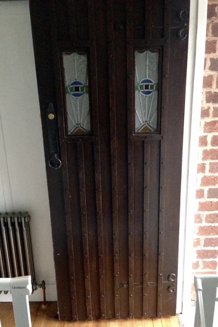 Antique 1930’s Stained Glass Studded Front Door