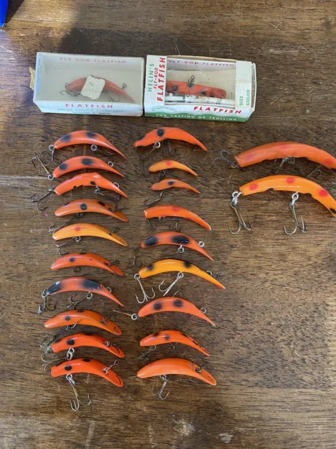 HELIN'S FLAT FISH Vintage Lot Of 23 Orange Color All Sizes $17.50 - PicClick