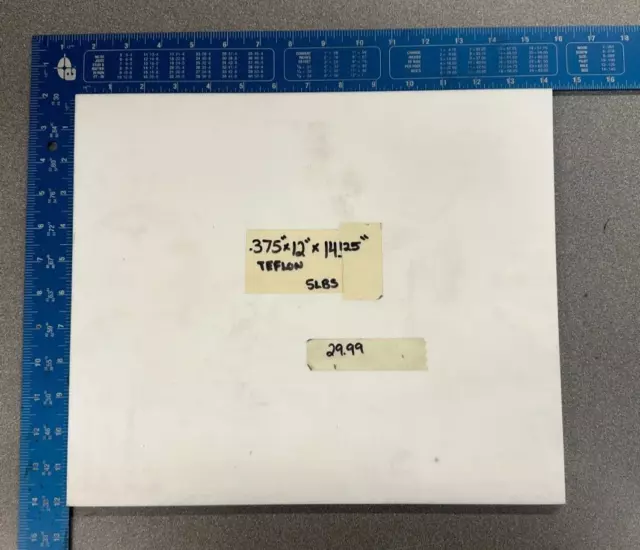 3/8" Thick PTFE VIRGIN TEFLON PLATE / SHEET .375" x 12.00" X 14.125"