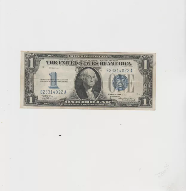 1934 $1 Funny Back Silver Certificate Blue Seal High grade Lightly Circulated