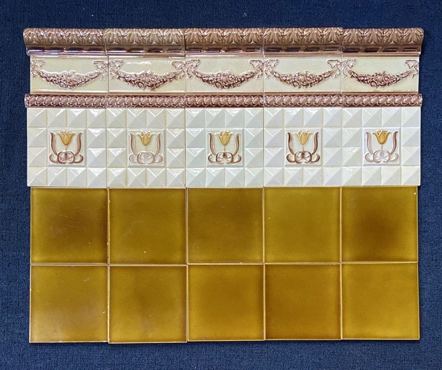 ENGLAND ANTIQUE ART Nouveau Majolica 30-Set Tile C1900 £342.15 ...