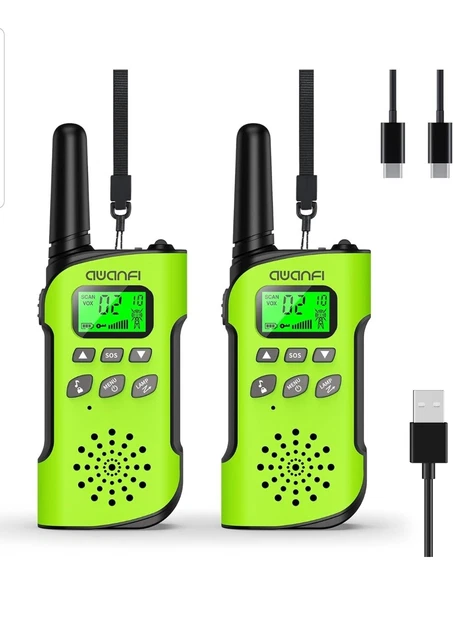Walkie Talkie per bambini adulti ricaricabile confezione da 2, 8 canali regali a lungo raggio