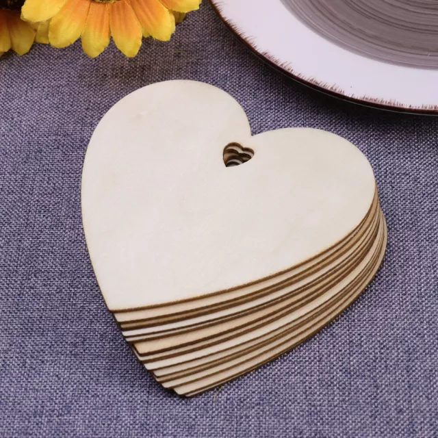 50 Pcs Log Discs DIY Wood Slices Large Wooden Heart Ornaments for Wedding