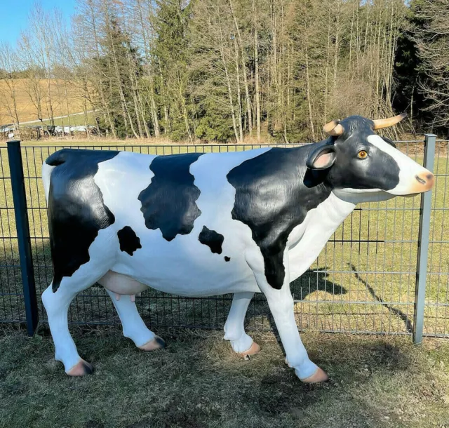 XXL Kuh lebensgross ca. 230cm Premium Gartendeko lebensecht Garten Deko Figur